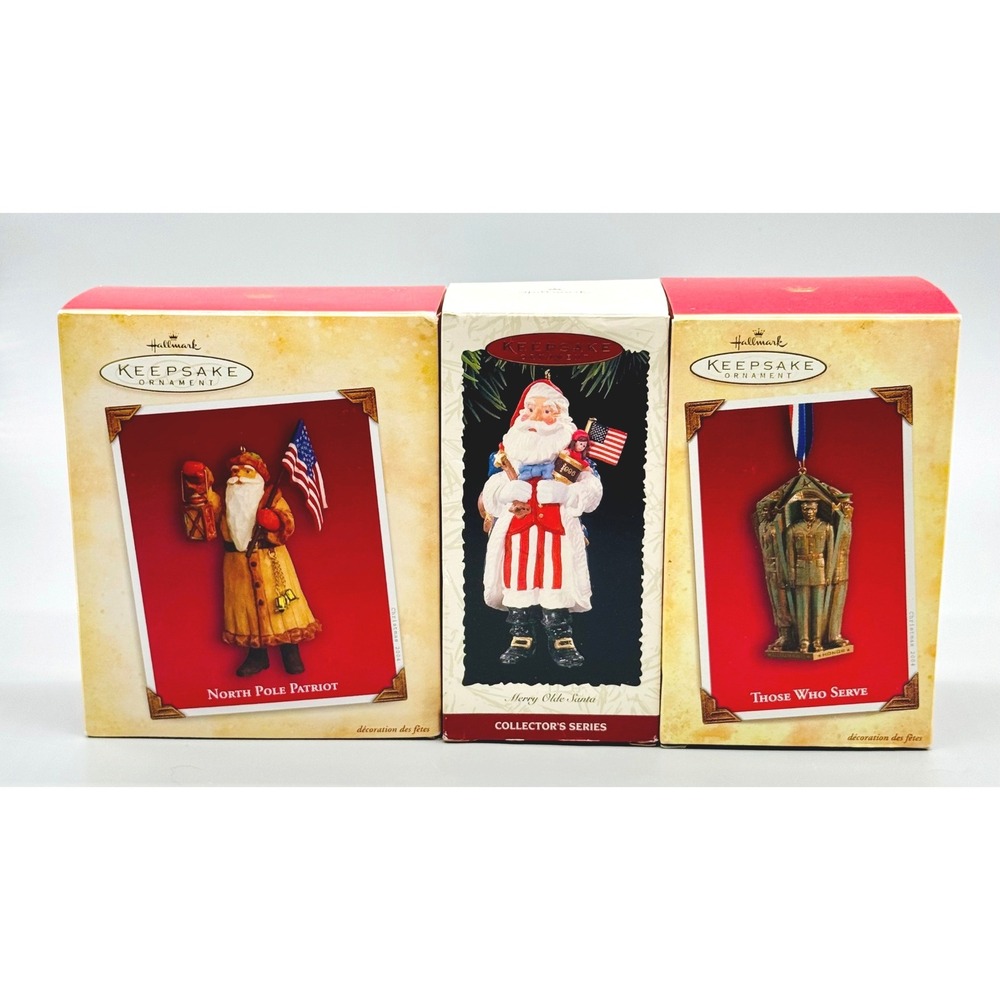 Hallmark Keepsake Ornament Patriotic Santa Military 1996 2004 Boxed Lot of 3
